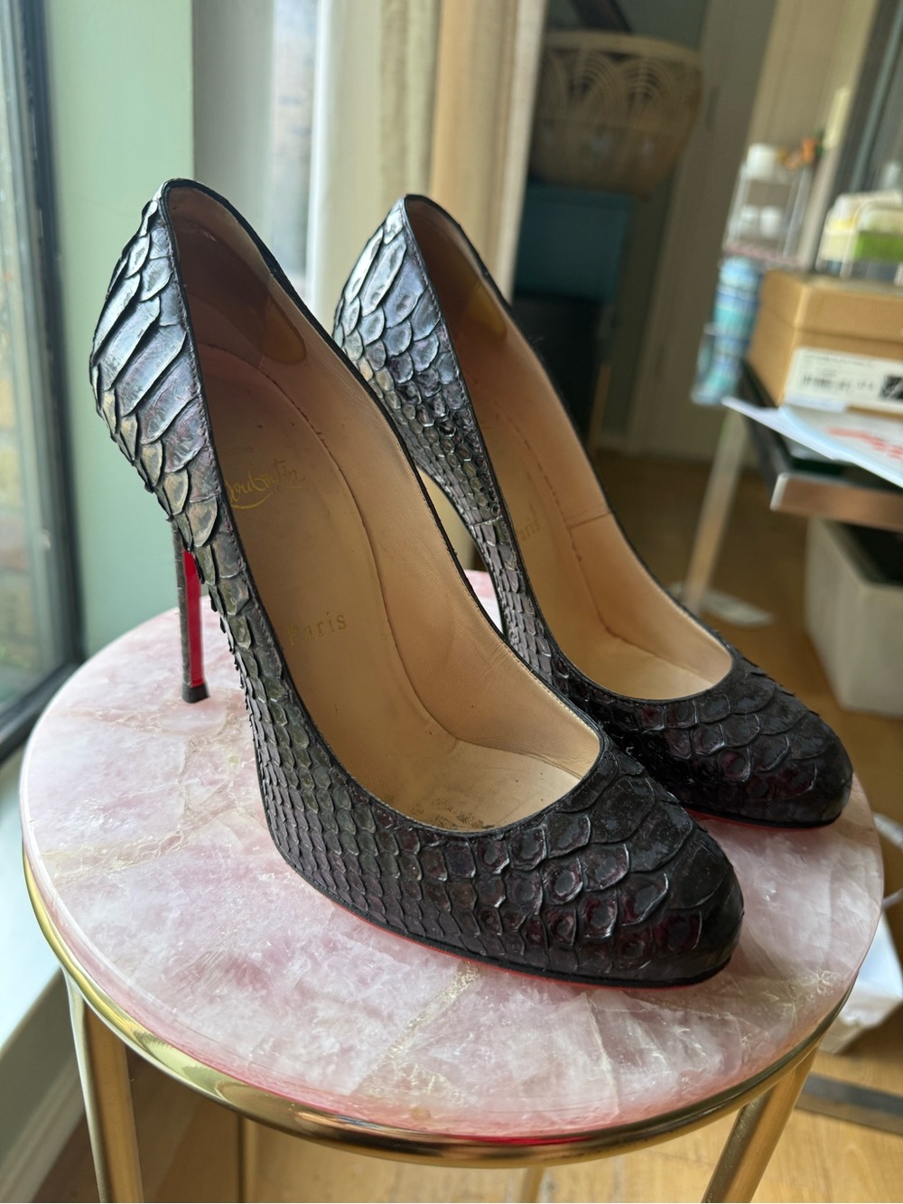 Christian Louboutin Deep Purple Python High Heel Pumps